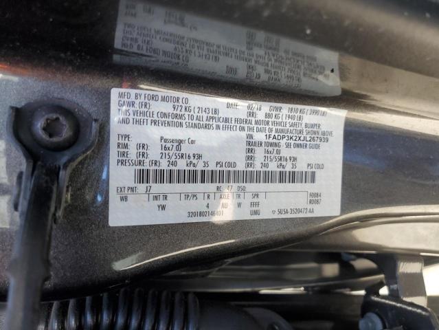 1FADP3K2XJL267939 - 2018 FORD FOCUS SE Графитовый фото 13