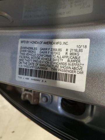 1HGCV1F12JA256934 - 2018 HONDA ACCORD LX SILVER photo 12