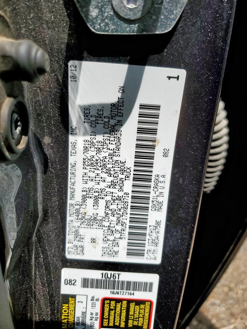 5TFRU5F17DX028710 - 2013 TOYOTA TUNDRA DOUBLE CAB SR5 GRAY photo 12