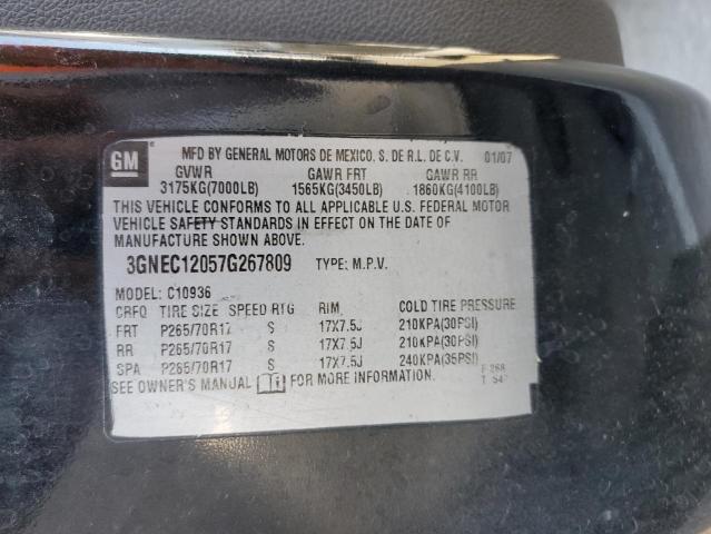 3GNEC12057G267809 - 2007 CHEVROLET AVALANCHE C1500 BLACK photo 12