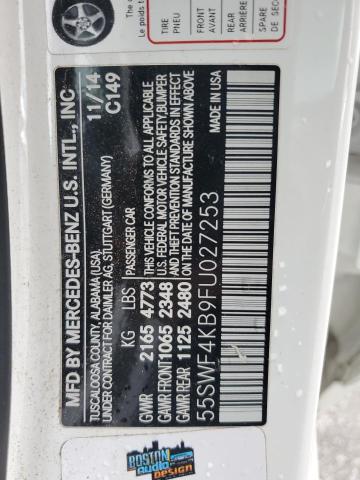 55SWF4KB9FU027253 - 2015 MERCEDES-BENZ C 300 4MATIC WHITE photo 12