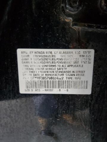 5FNYF38579B024622 - 2009 HONDA PILOT EXL Қара фото 13