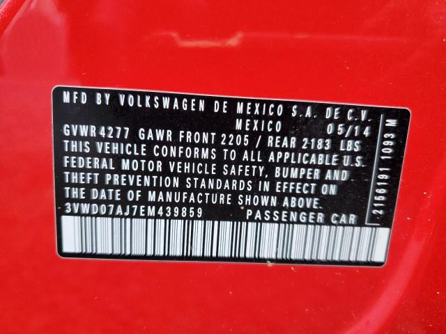 3VWD07AJ7EM439859 - 2014 VOLKSWAGEN JETTA SE RED photo 12
