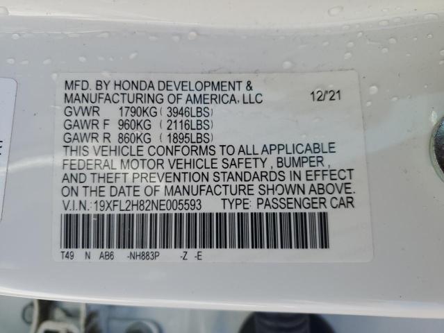 19XFL2H82NE005593 - 2022 HONDA CIVIC SPORT أبيض صورة 13