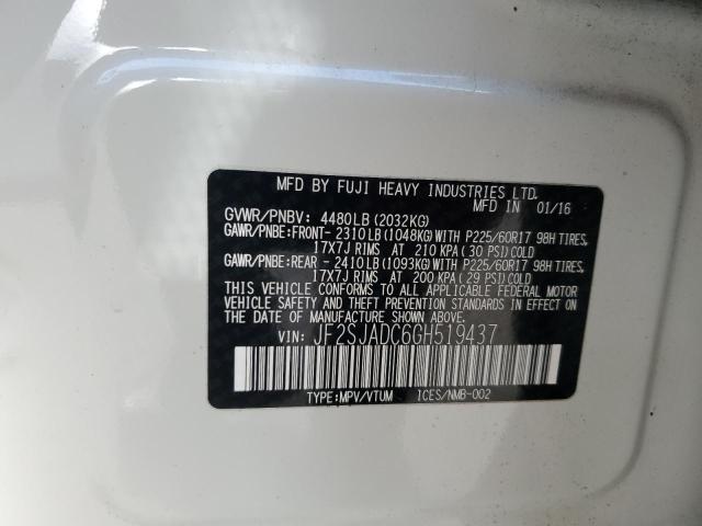 JF2SJADC6GH519437 - 2016 SUBARU FORESTER 2.5I PREMIUM WHITE photo 14