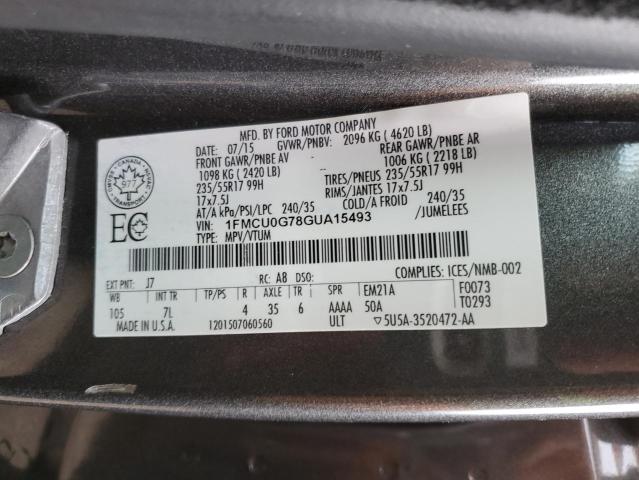 1FMCU0G78GUA15493 - 2016 FORD ESCAPE SE GRAY photo 14