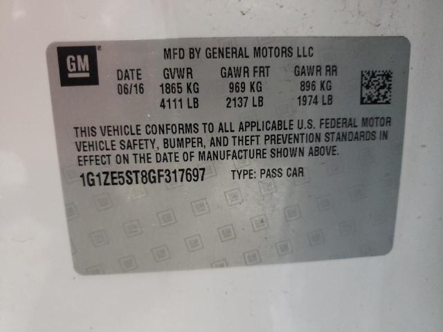 1G1ZE5ST8GF317697 - 2016 CHEVROLET MALIBU LT 白色 照片 12