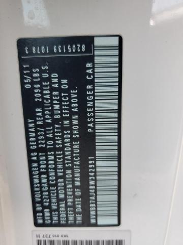 WVWBB7AJ4BW342991 - 2011 VOLKSWAGEN GOLF 白色 照片 12