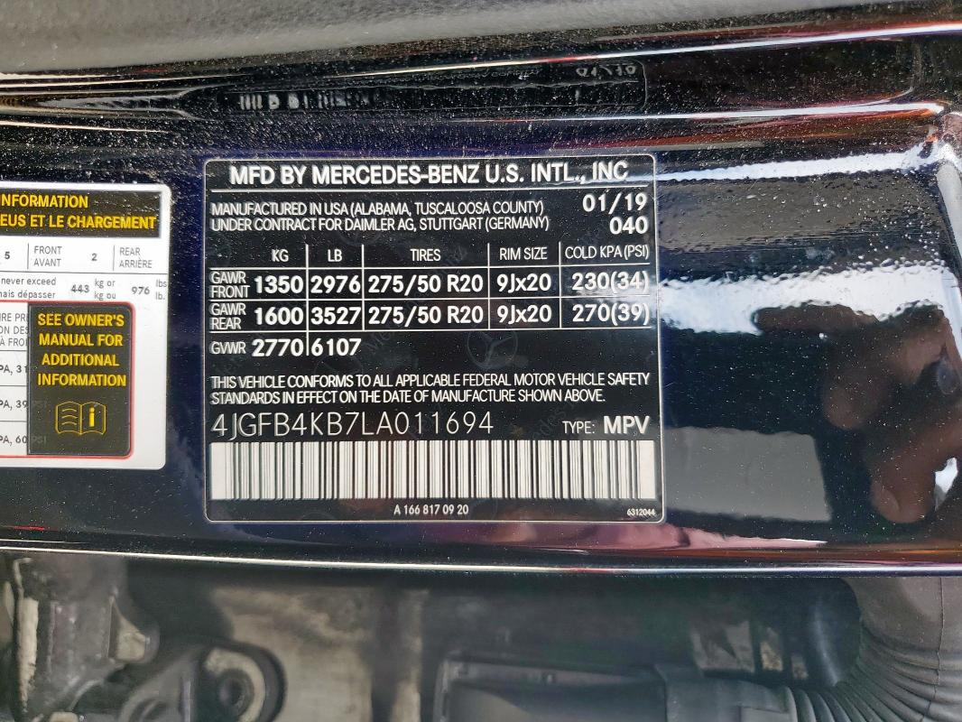 4JGFB4KB7LA011694 - 2020 MERCEDES-BENZ GLE 350 4MATIC BLACK photo 14