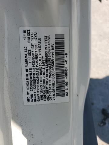 5FNRL5H68GB168369 - 2016 HONDA ODYSSEY EXL WHITE photo 13