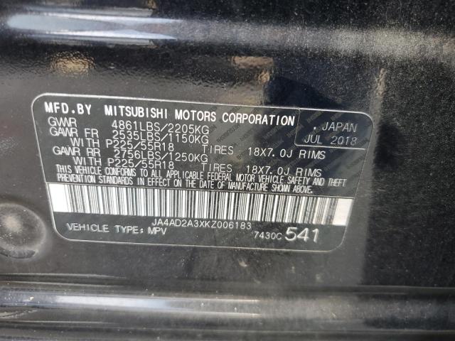 JA4AD2A3XKZ006183 - 2019 MITSUBISHI OUTLANDER ES BLACK photo 13