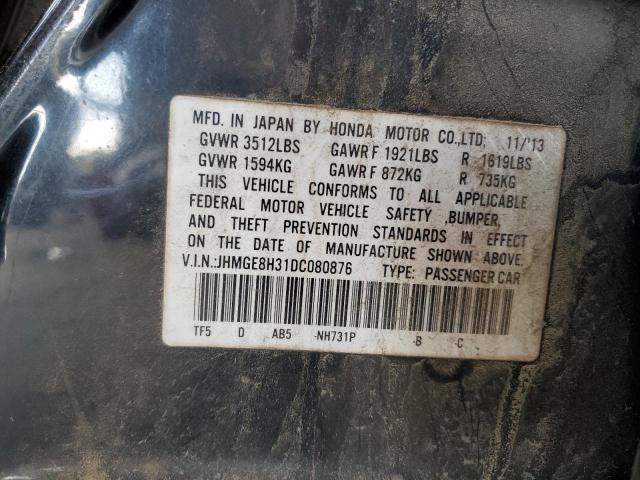 JHMGE8H31DC080876 - 2013 HONDA FIT შავი ფოტო 12