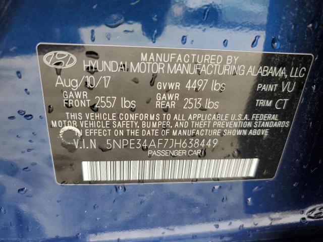 5NPE34AF7JH638449 - 2018 HYUNDAI SONATA SPORT BLUE photo 12