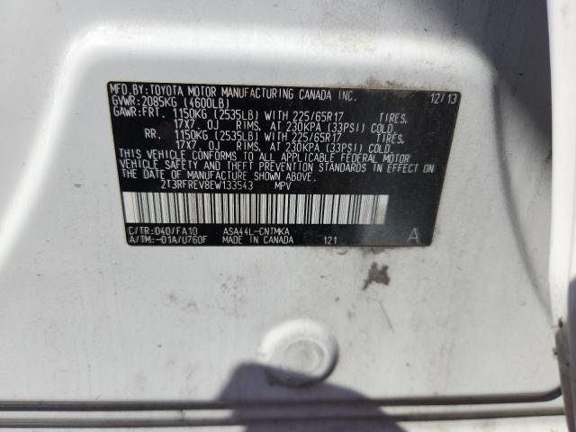 2T3RFREV8EW133543 - 2014 TOYOTA RAV4 XLE WHITE photo 13