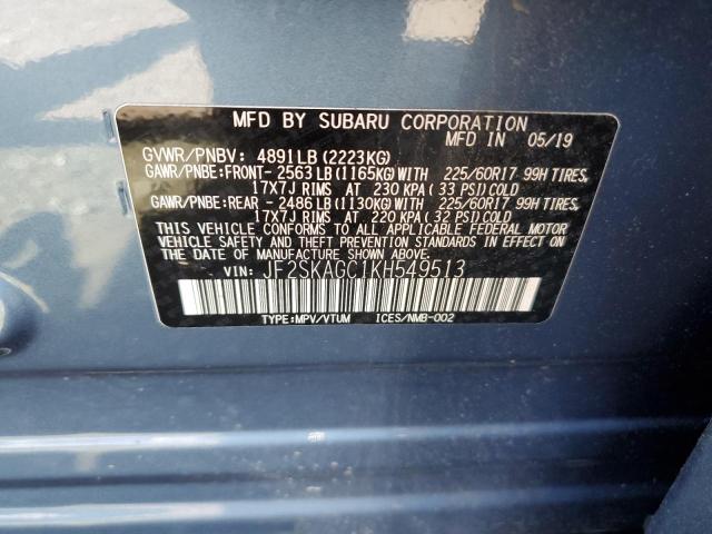 JF2SKAGC1KH549513 - 2019 SUBARU FORESTER PREMIUM BLUE photo 14