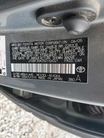 JTDBF30K050166021 - 2005 TOYOTA CAMRY LE GRAY photo 12