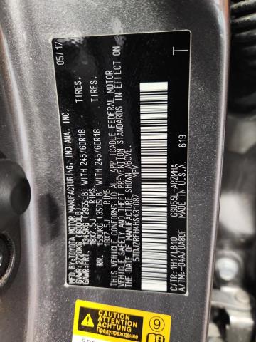 5TDJZRFH4HS431087 - 2017 TOYOTA HIGHLANDER SE GRAY photo 13