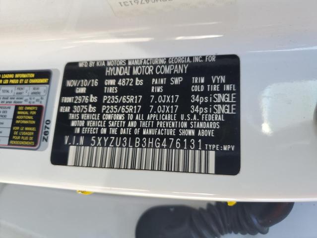 5XYZU3LB3HG476131 - 2017 HYUNDAI SANTA FE S Ақ фото 14