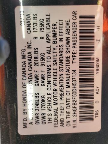 2HGFB2F50DH537134 - 2013 HONDA CIVIC LX 灰色 照片 12