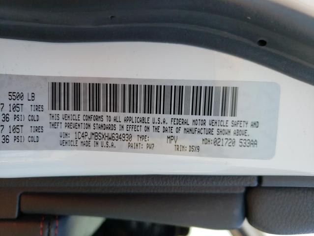 1C4PJMBSXHW634930 - 2017 JEEP CHEROKEE TRAILHAWK WHITE photo 14