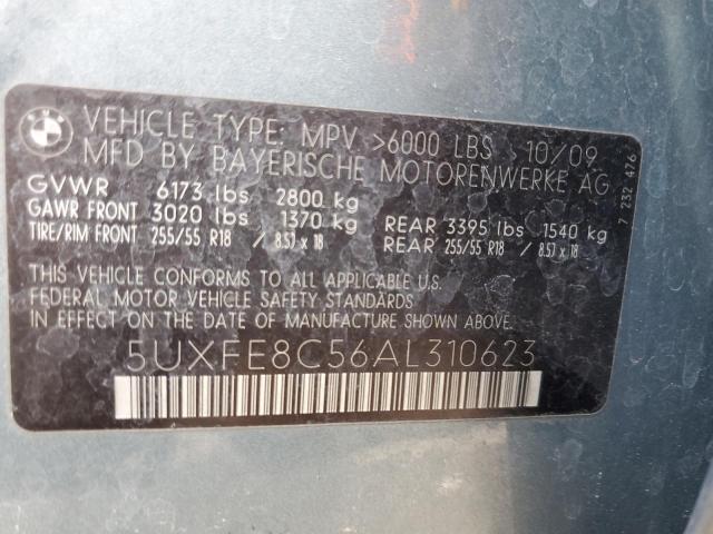 5UXFE8C56AL310623 - 2010 BMW X5 XDRIVE48I TEAL photo 12