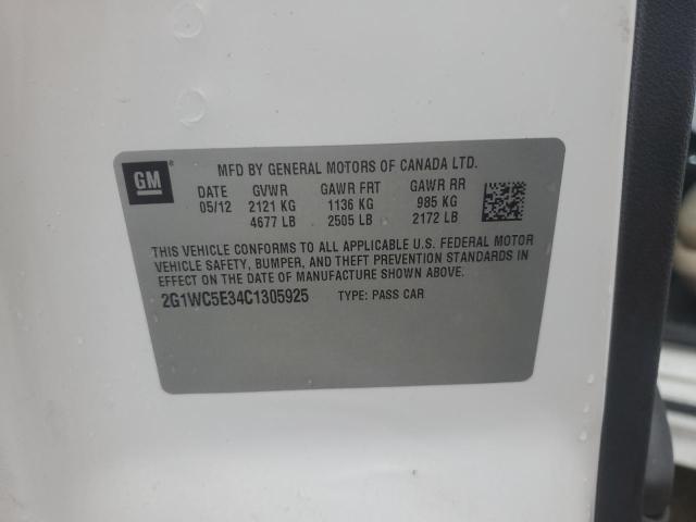 2G1WC5E34C1305925 - 2012 CHEVROLET IMPALA LTZ 白色 照片 12