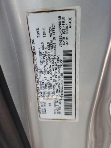 5TESN92N42Z027230 - 2002 TOYOTA TACOMA XTRACAB PRERUNNER ვერცხლისფერი ფოტო 12