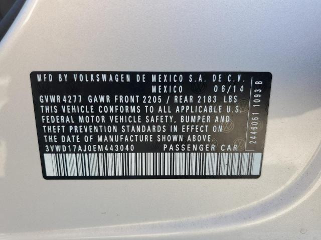 3VWD17AJ0EM443040 - 2014 VOLKSWAGEN JETTA SE 银色 照片 12