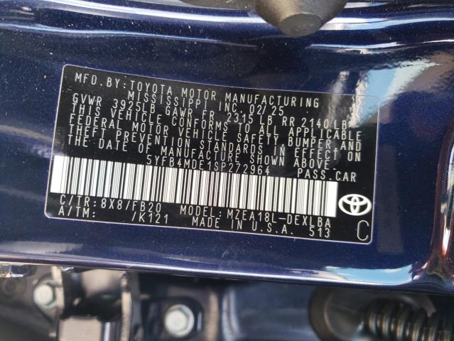 5YFB4MDE1SP272964 - 2025 TOYOTA COROLLA LE ლურჯი ფოტო 12