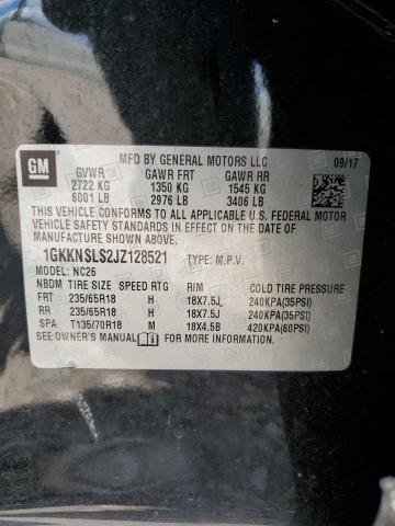 1GKKNSLS2JZ128521 - 2018 GMC ACADIA SLE أسود صورة 13