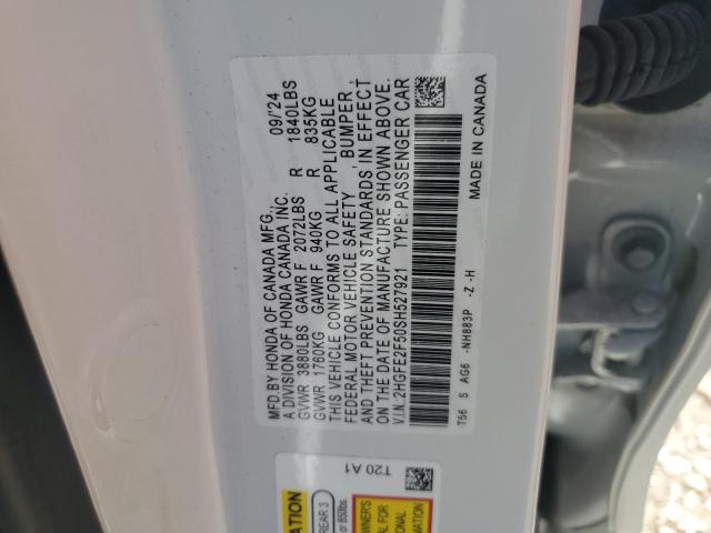 2HGFE2F50SH527921 - 2025 HONDA CIVIC SPORT Weiß Foto 12