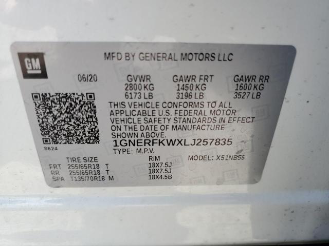 1GNERFKWXLJ257835 - 2020 CHEVROLET TRAVERSE LS WHITE photo 14