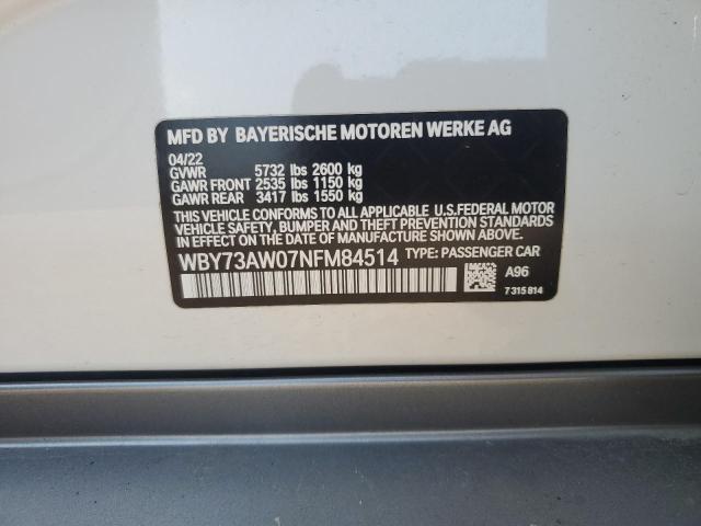 WBY73AW07NFM84514 - 2022 BMW I4 EDRIVE 40 WHITE photo 12
