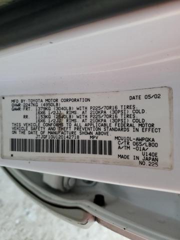 JTJGF10U120142718 - 2002 LEXUS RX 300 WHITE photo 14