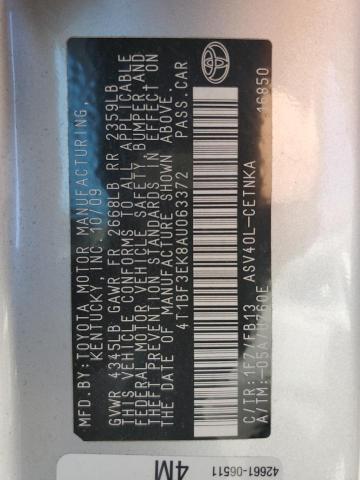 4T1BF3EK8AU063372 - 2010 TOYOTA CAMRY BASE Күміс фото 12