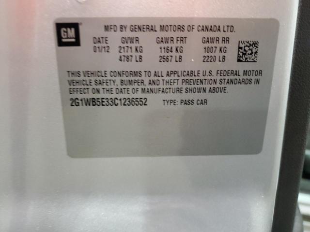 2G1WB5E33C1236552 - 2012 CHEVROLET IMPALA LT ვერცხლისფერი ფოტო 12