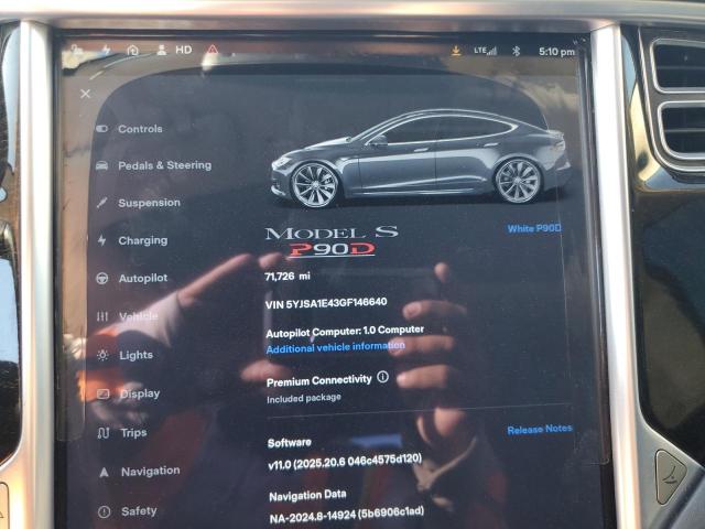 5YJSA1E43GF146640 - 2016 TESLA MODEL S Білий фото 9