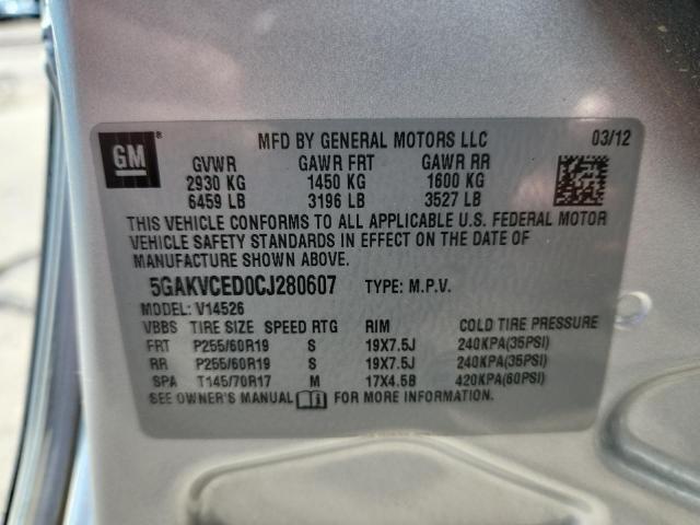 5GAKVCED0CJ280607 - 2012 BUICK ENCLAVE ვერცხლისფერი ფოტო 14