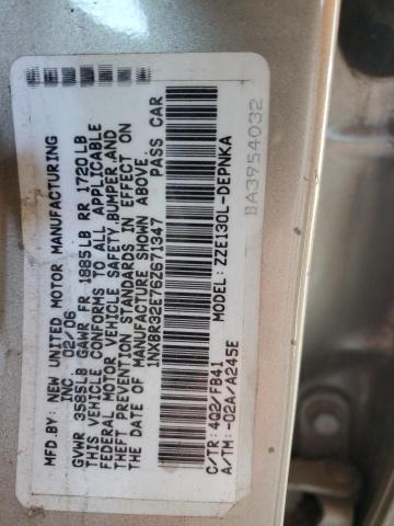 1NXBR32E76Z671347 - 2006 TOYOTA COROLLA CE 棕色 照片 12