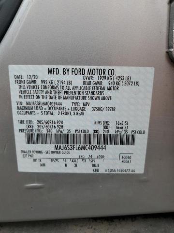 MAJ6S3FL6MC409444 - 2021 FORD ECOSPORT S ვერცხლისფერი ფოტო 13