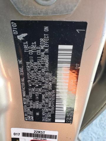 5TFBV54117X016784 - 2007 TOYOTA TUNDRA DOUBLE CAB SR5 SILVER photo 12