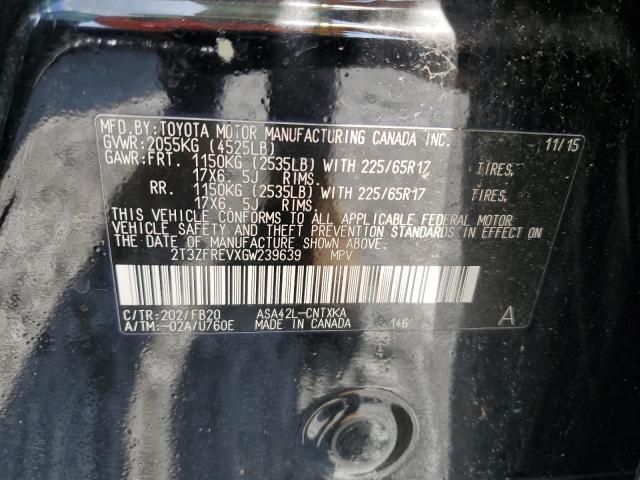 2T3ZFREVXGW239639 - 2016 TOYOTA RAV4 LE BLACK photo 13