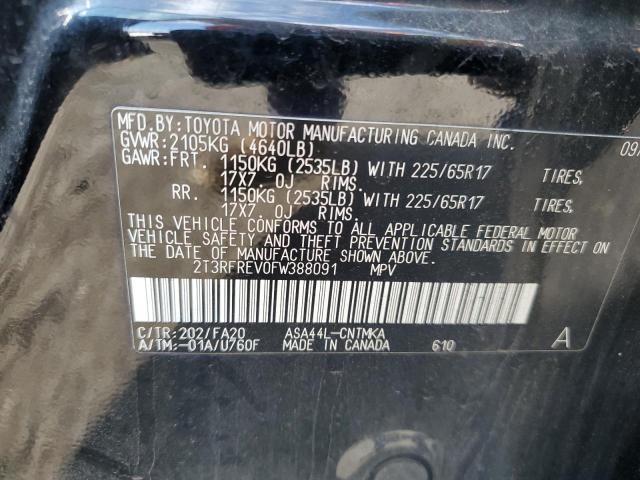 2T3RFREV0FW388091 - 2015 TOYOTA RAV4 XLE BLACK photo 13