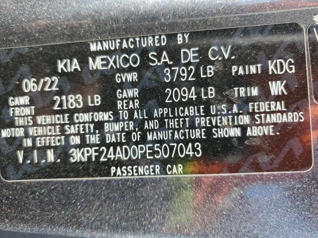 3KPF24AD0PE507043 - 2023 KIA FORTE LX CHARCOAL photo 12