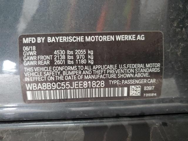 WBA8B9C55JEE81828 - 2018 BMW 330 I GRAY photo 13