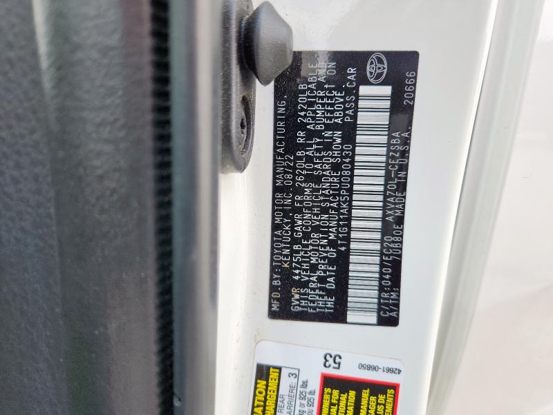 4T1G11AK5PU080430 - 2023 TOYOTA CAMRY SE NIGHT SHADE WHITE photo 13