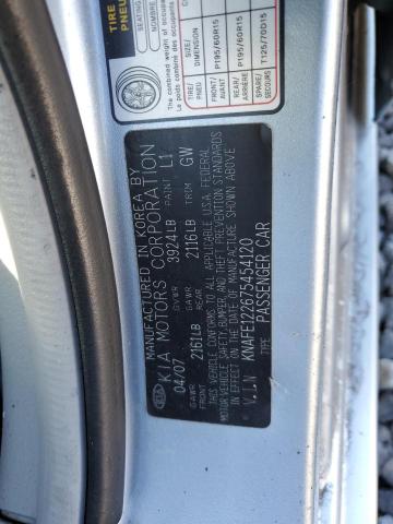 KNAFE122675454120 - 2007 KIA SPECTRA EX SILVER photo 12