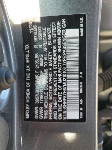 SHHFK7H67MU210106 - 2021 HONDA CIVIC EX GRAY photo 13