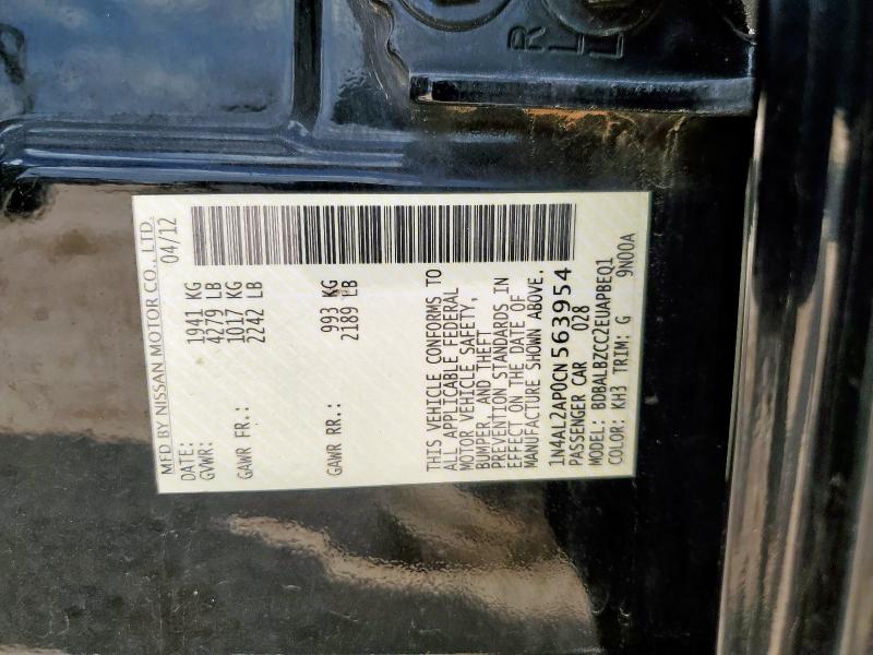 1N4AL2AP0CN563954 - 2012 NISSAN ALTIMA BASE BLACK photo 13