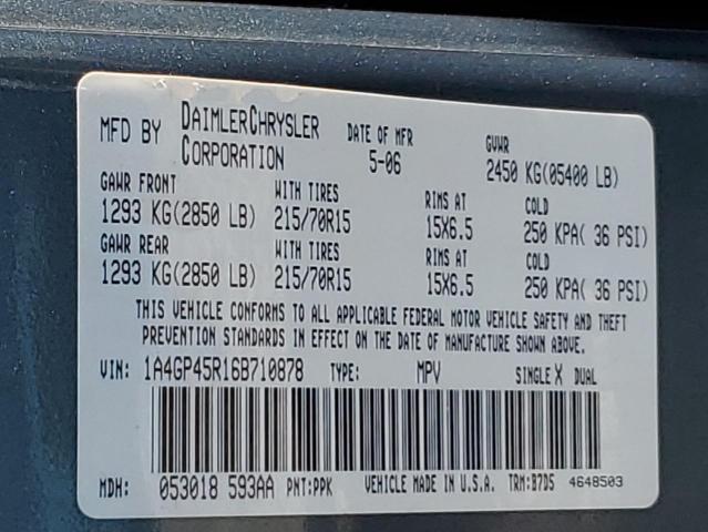 1A4GP45R16B710878 - 2006 CHRYSLER TOWN & COU ტურკოუსი ფოტო 13